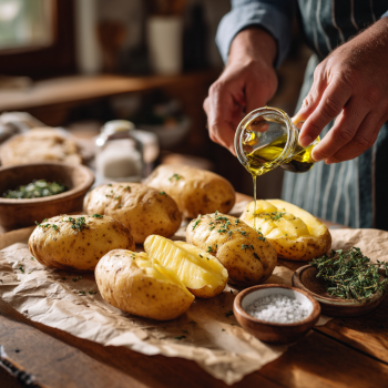 Запечена картопля з салом
